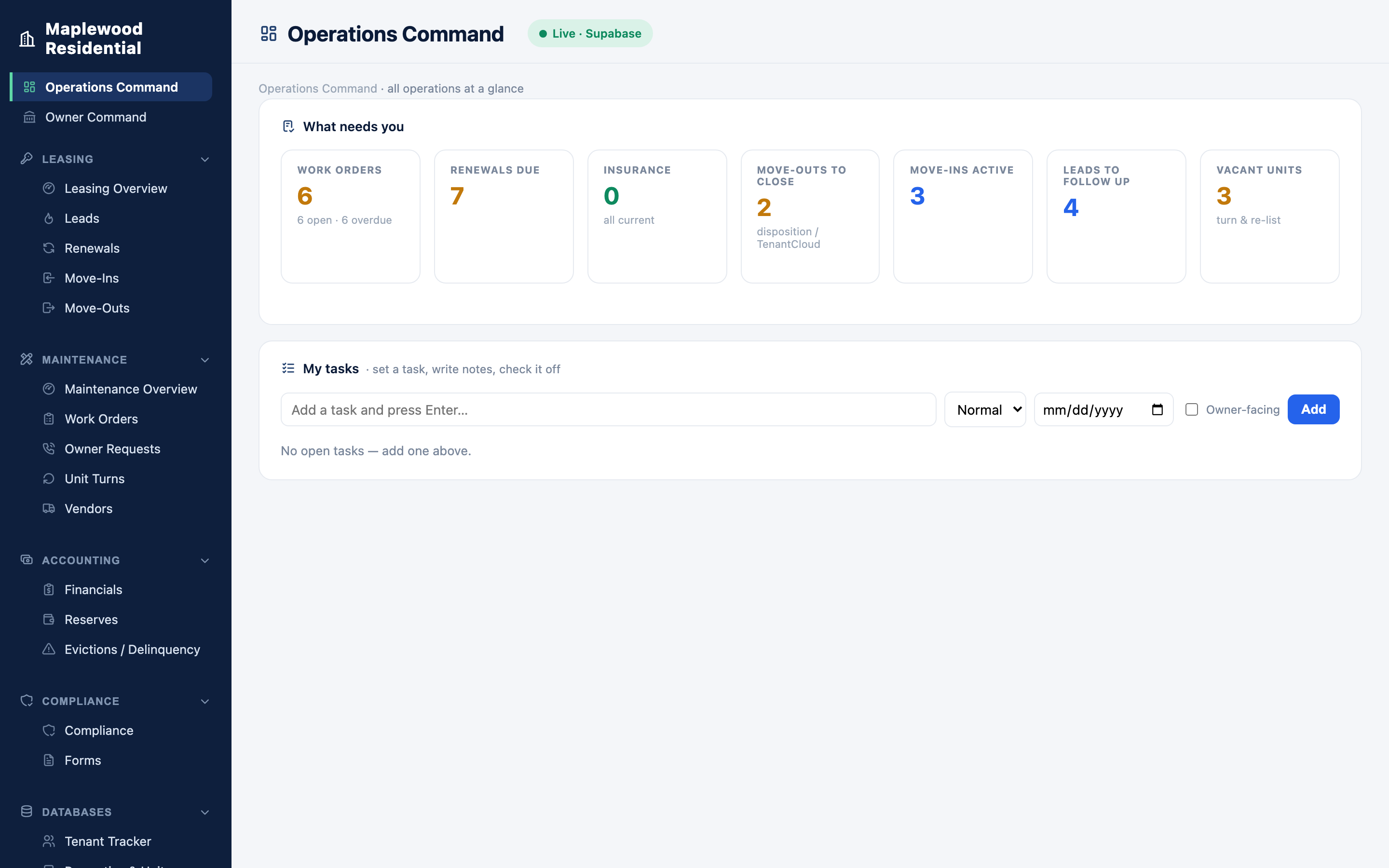 VIRTUA Hub — Operations Command: a dozen spreadsheets become one connected view.